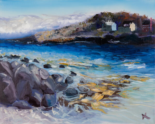 Houses on the Harbor, Oil on Canvas, 20" x 16"